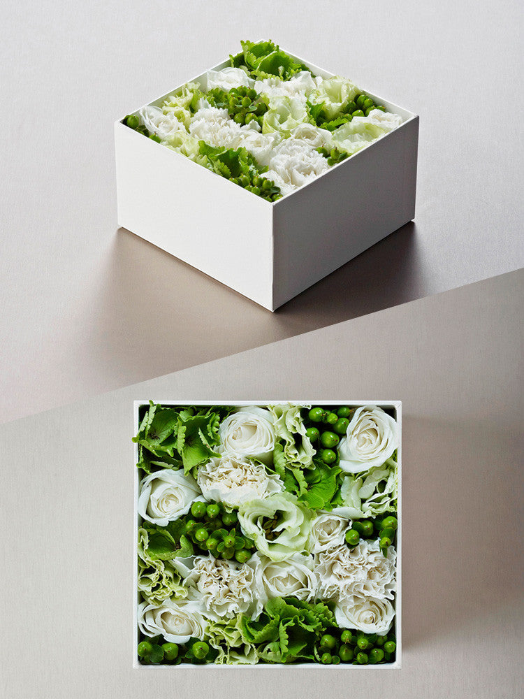 Floral Box M - Green and White
