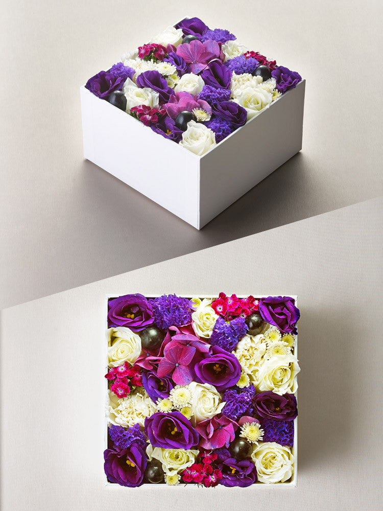 Floral Box M - Purple and White